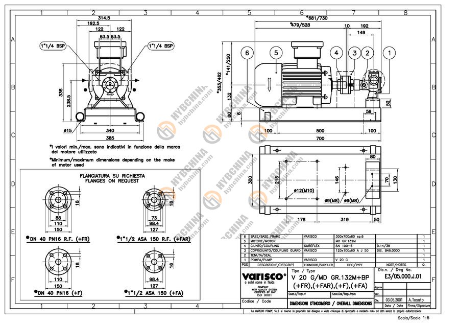 BUDOWA POMPY VARISCO V20G-MD_GR132M+BP 