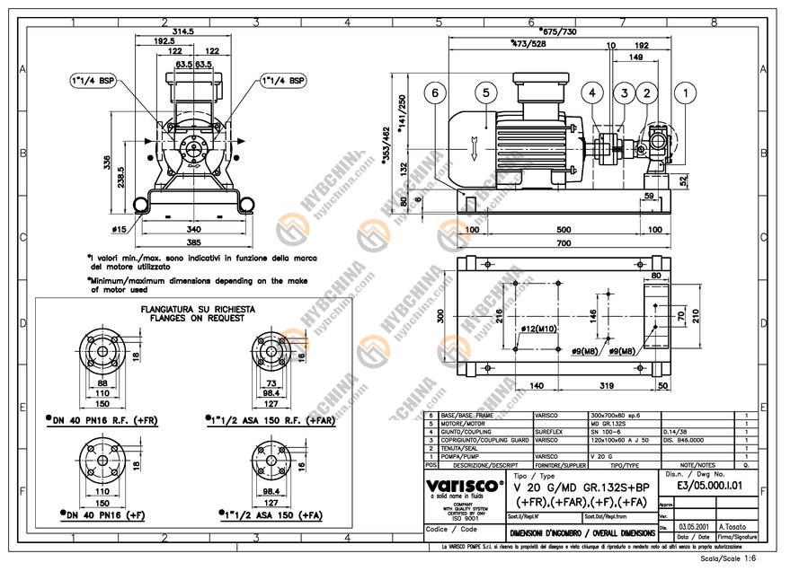 BUDOWA POMPY VARISCO V20G-MD_GR132S+BP 