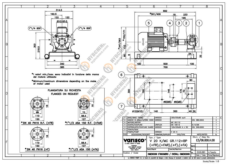 BUDOWA POMPY VARISCO V20K-MC_GR112+BP 