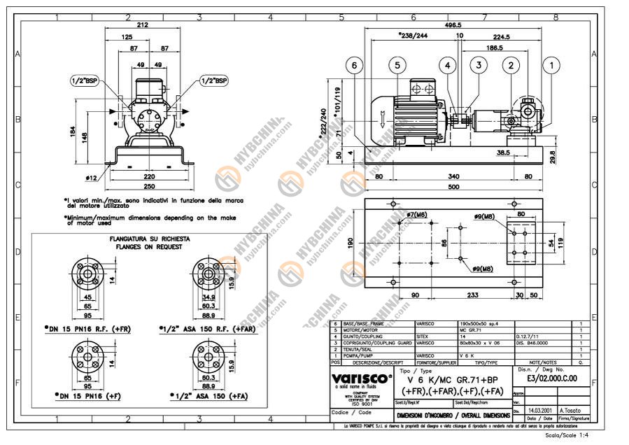 BUDOWA POMPY VARISCO V6K-MC_GR71+BP