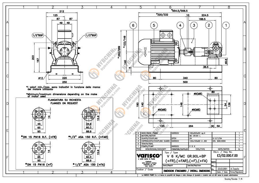 BUDOWA POMPY VARISCO V6K-MC_GR90L+BP